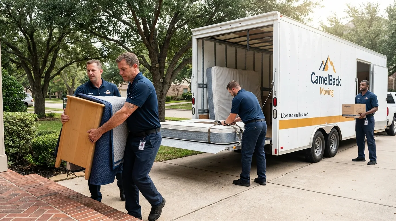 Crew loading residential truck for cross-state move from Shoemakersville, PA