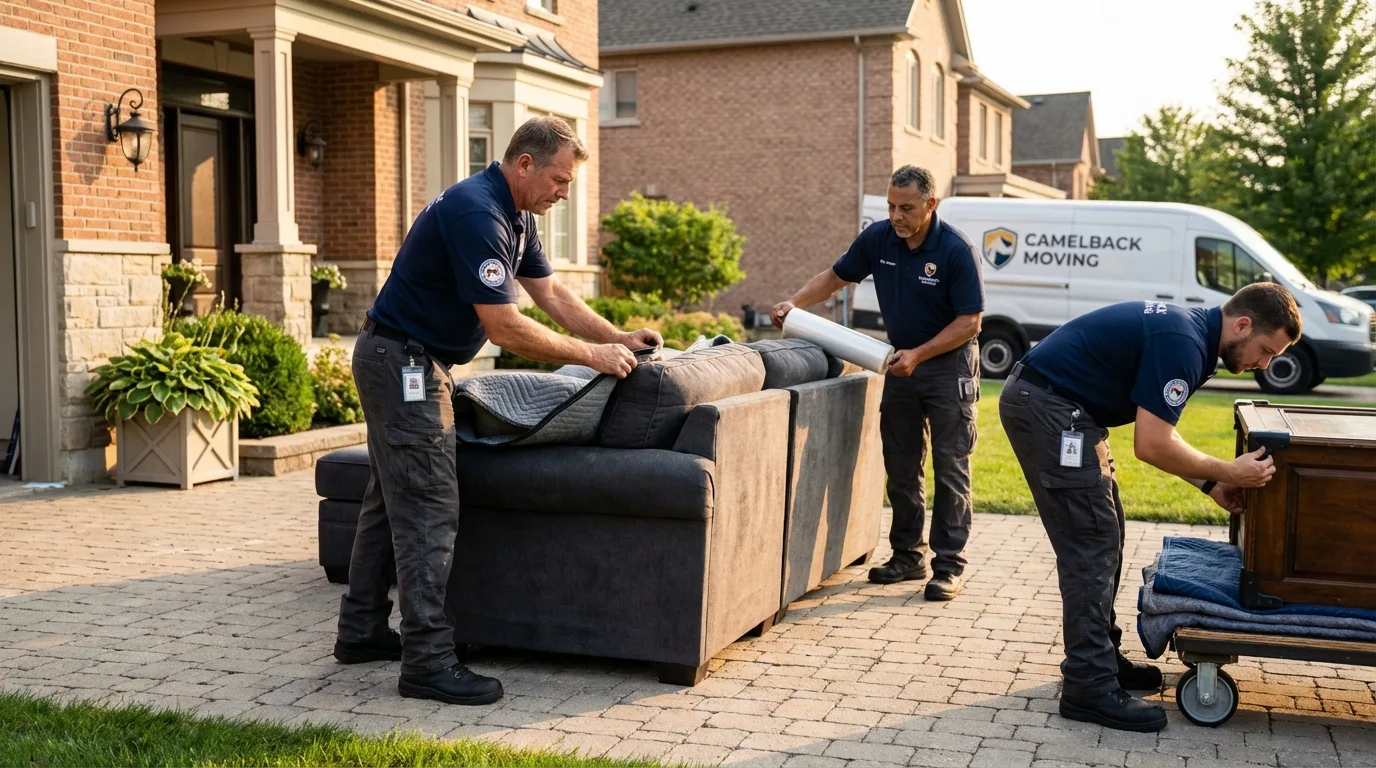 Large estate moving crew wrapping furniture in Shoemakersville, PA