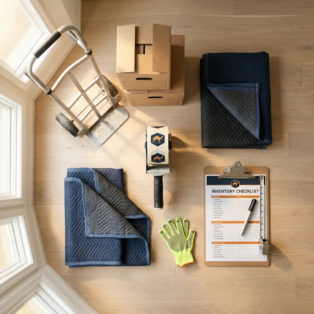 Professional moving supplies and packing materials layout for Shoemakersville residential relocations